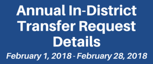 Annual In-District Transfer Request/ Choice Transfer Request - Feb. 1 - Feb. 28, 2018