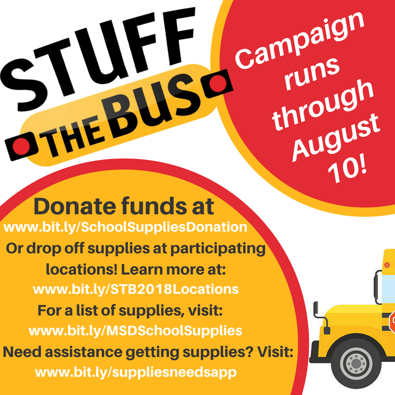 Stuff the Bus School Supplies Drive runs through August 10