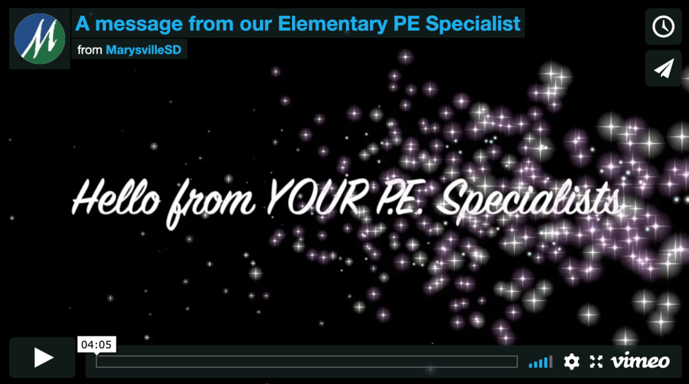 A message from our Elementary PE Specialist Allen Creek Elementary