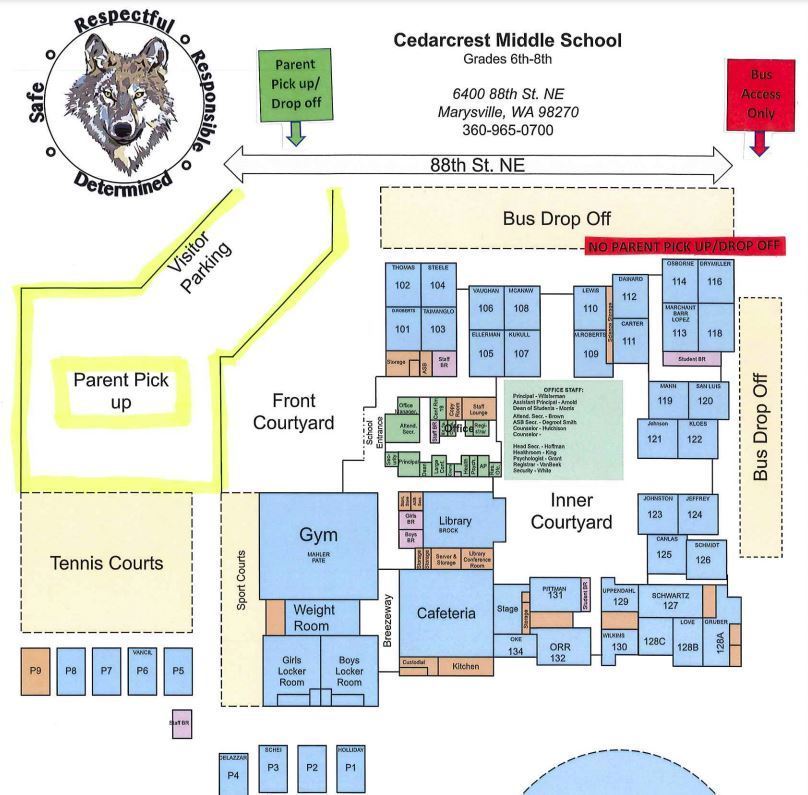 Parent pick up and drop off area | Cedarcrest Middle School