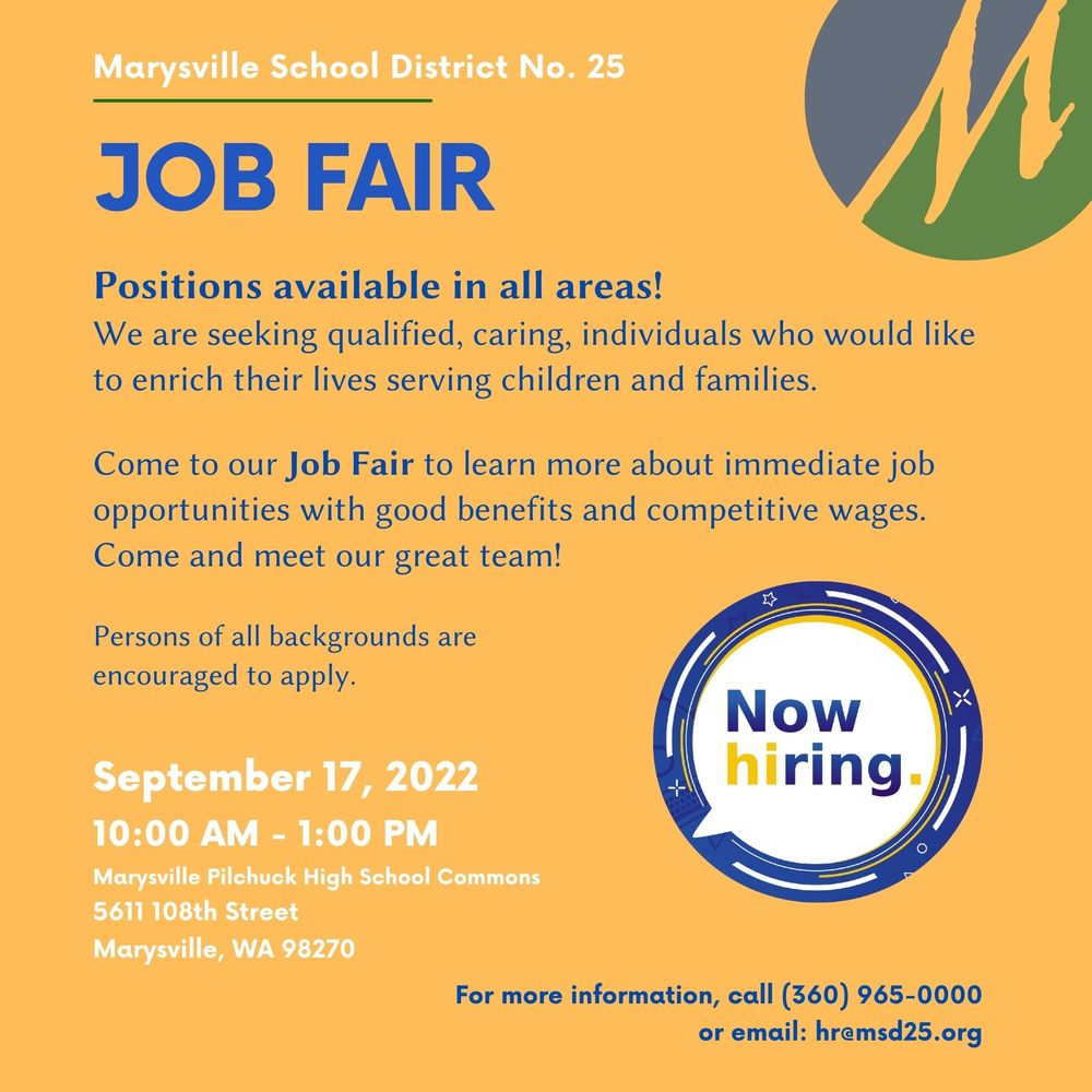 District to Host Job Fair for School District Jobs | Marysville School  District 25