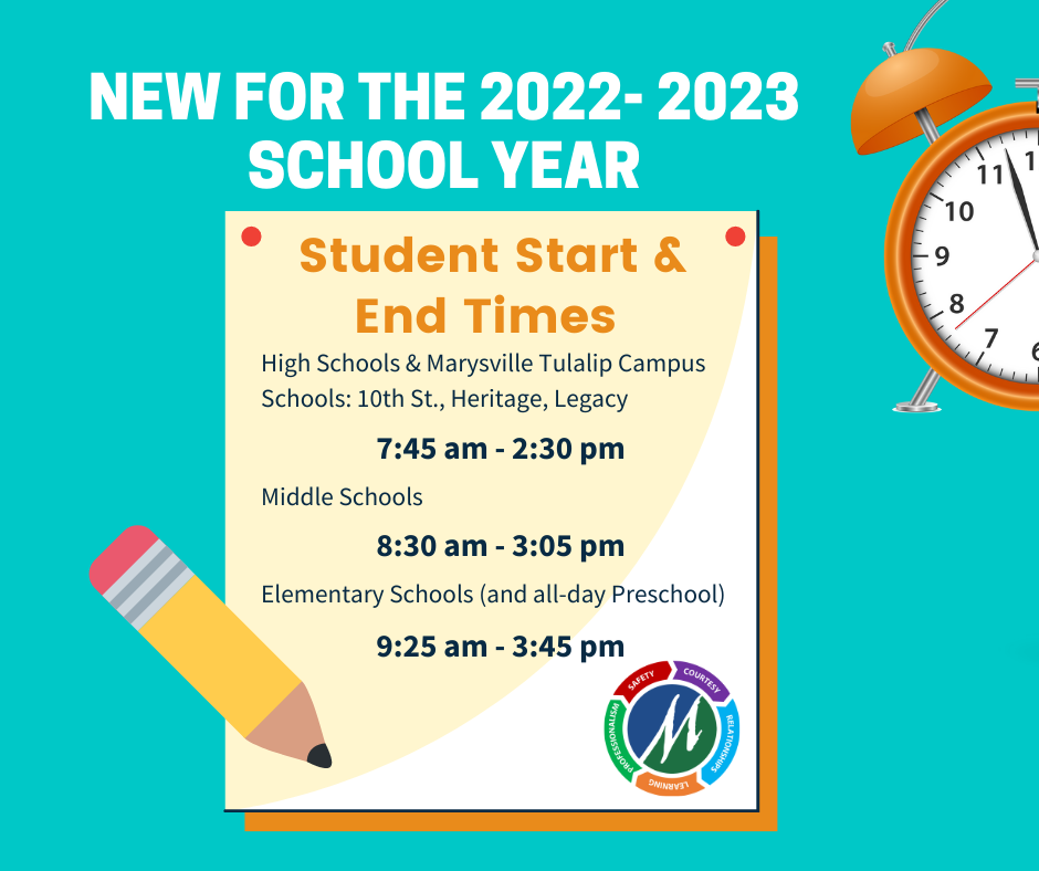 20222023 School Start and End Times Marysville School District 25