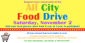 MARYSVILLE ALL CITY FOOD DRIVE Saturday, November 2 9am - 3pm