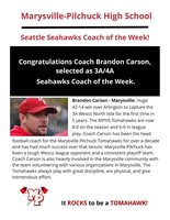 Brandon Carson Named Seattle Seahawks Coach of the Week!