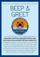 Beep and Greet Back to School Event, Wednesday September 2nd