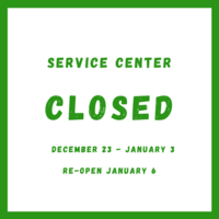 Service Center will be closed from December 23 to January 3