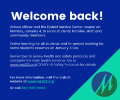 Offices reopen January 4, 2021