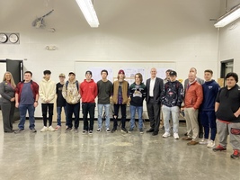 Congressman Rick Larsen visits with students at the Regional Apprenticeship Program