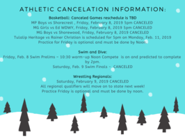 Athletic Cancelation Information: